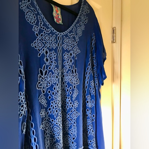 Johnny Was Kaylyn cobalt blue eyelet tunic size XXL - Picture 3 of 6